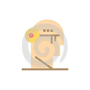 Brain, Key, Lock, Mind, Unlock  Flat Color Icon. Vector icon banner Template