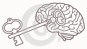Brain with a Key, Unlocking Potential and Knowledge, vector design Generative AI