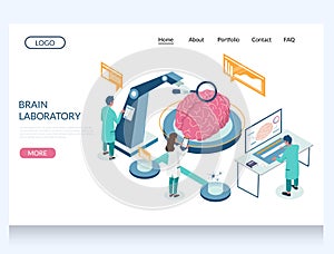 Brain laboratory vector website landing page design template
