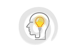 Brain Lamp Idea Human Head Logo
