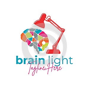 brain lamp illustration logo