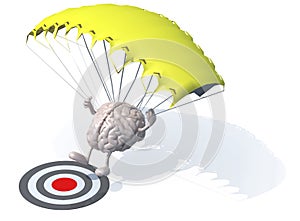 Brain that is landing with parachute on a target