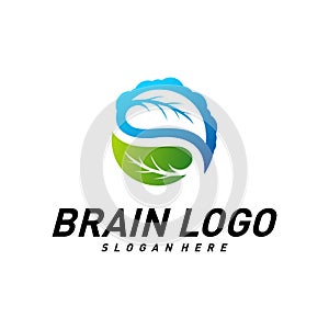 Brain with Leaf, Creative mind with Nature, learning and design icons. People symbols. Colorful Icon