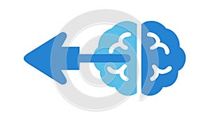 Brain with Left Arrow Icon for Thought Process and Recalling, vector design Generative AI photo