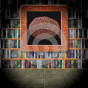 Brain in library room generated texture