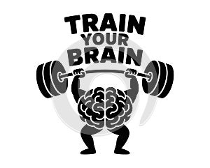 Brain lifting weights with text barbell strength