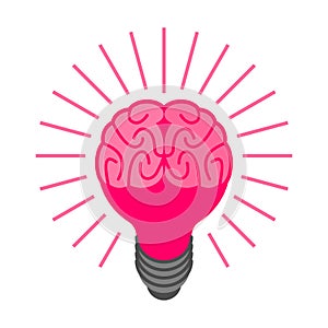 Brain is light bulb. Concept idea New ingenious Thought photo