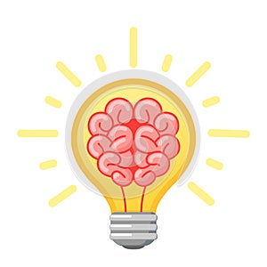 Brain in the light bulb. Creative concept. Idea. Brainstorm