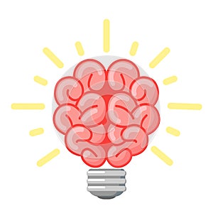 Brain in the light bulb. Creative concept. Idea. Brainstorm