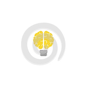 Brain with light bulb creative logo. Logotype concept. Education and human mind