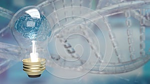 The Brain light bulb on dna background for education or creative inspiration concept 3d rendering