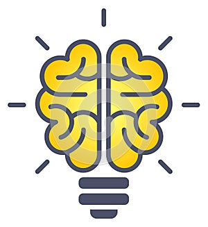 Brain light bulb icon. Idea symbol. Brainstorm sign