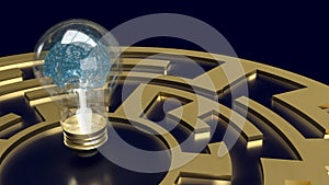 The Brain light bulb in maze for education or creative inspiration concept 3d rendering