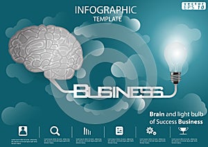 Brain and light bulb of Success Business for modern Idea and Concept Vector illustration Infographic template with icon