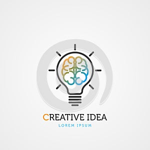 Brain light bulb symbol. Creative idea. Vector