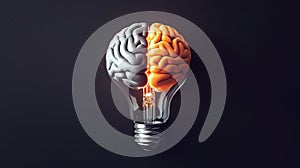 Brain lightbulb concept merging creativity and innovation visualization photo