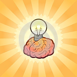 Brain Lightbulb for Creative Idea Inspiration photo