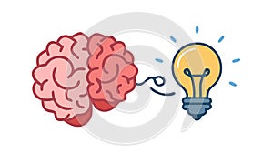 Brain Lightbulb Idea: Creativity, Intelligence Innovation, vector design Generative AI