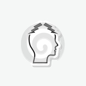 Brain and Lightning Bolt Silhouette sticker