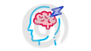 Brain Lightning Volt Silhouette Headache Icon Animation