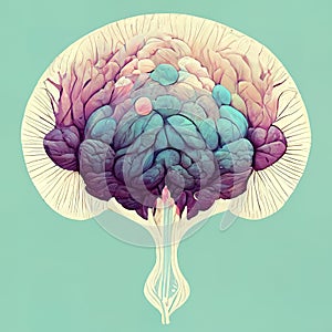 The brain is like a tree. Stylized abstract brain. Digital illustration. AI-generated