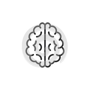 Brain line icon, outline vector sign, linear style pictogram isolated on white.