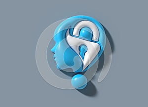 Brain Lock Logo 3d illustration design