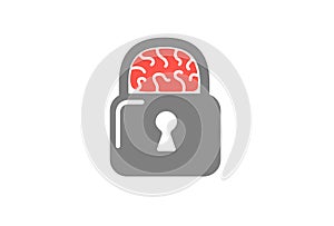 Brain Lock Logo Design Illustration