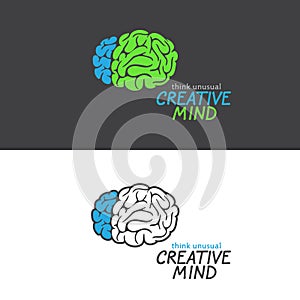 Brain logo on black and white background