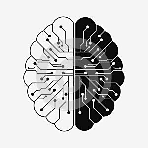Brain logo. Circuit board. Technology vector icon