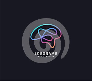 Brain logo design template premium