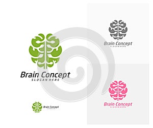 Brain Logo design vector template. Think idea concept. Brainstorm power thinking brain icon Logo