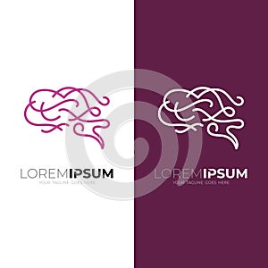 Brain logo with line design vector, simple line style