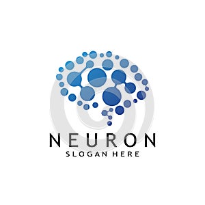 Brain logo or nerve cell logo with vector illustration template