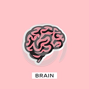 Brain Logo silhouette design vector template. Think idea concept.