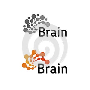 Brain Logo silhouette design vector template. Think idea concept.Brainstorm power thinking brain Logotype icon gray