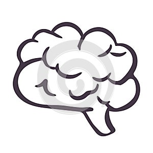 Brain Logo silhouette top view design vector template. Brainstorm think idea Logotype concept icon