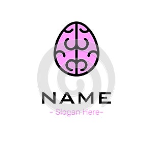 Brain Logo silhouette top view design vector template. Brainstorm think idea Logotype concept icon