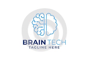 brain logo suitable for technology logo design. brain tech vector logo template. Artificial intelligence logo