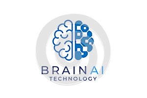 brain logo suitable for technology logo design. brain tech vector logo template. Artificial intelligence logo