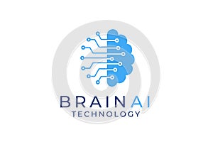 brain logo suitable for technology logo design. brain tech vector logo template. Artificial intelligence logo