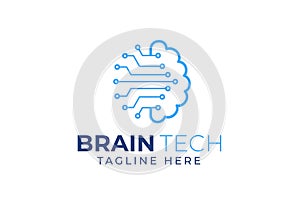 brain logo suitable for technology logo design. brain tech vector logo template. Artificial intelligence logo