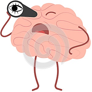 The brain looks through a telescope. Vector illustration of the organs of the central nervous system.