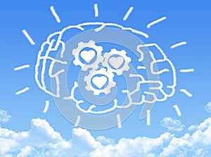Brain with love sign cloud shape