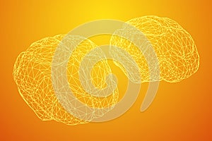 Brain. Low poly abstract digital human brain. Wireframe illustration.