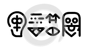 Brain Machine Interface: Abstract Robotic Head Icon, vector design Generative AI