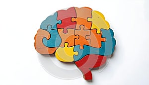 Brain Made of Colorful Puzzle Pieces Representing Neurodivergent Mind Complexity (AI Generated photo
