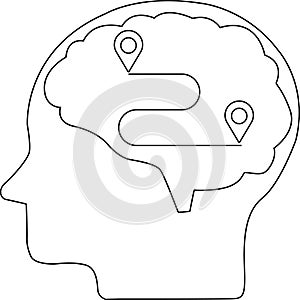 Brain Map, Mental Route, Thinking Process, Head Outline