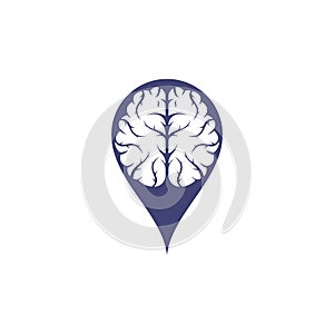 Brain map pin shape concept logo design.