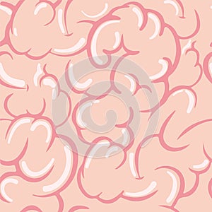 Brain meanders seamless pattern. Abstract design of pink brain tissues convolutions creative anatomical. photo